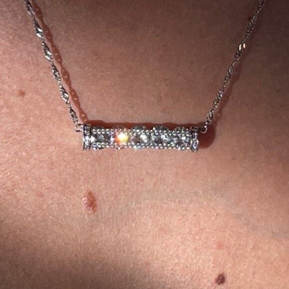 STERLING SILVER & CUBIC ZIRCONIA DESIGNER NECKLACE Fuzion Creations NEW 85 Gems - Picture 2 of 16